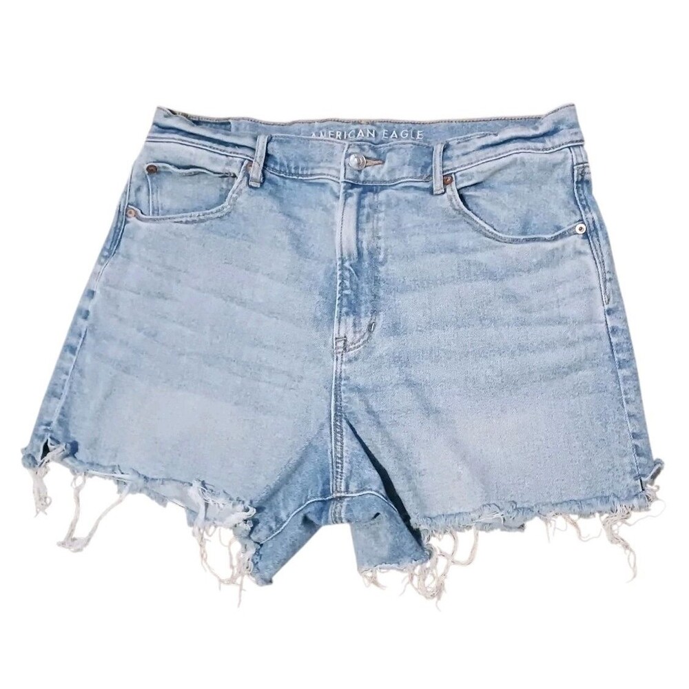American Eagle Womens Sz 16 Highest Rise 90s Boyfriend Stretch Jean Shorts Denim